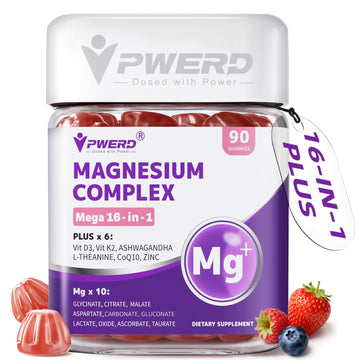 Mega16-in-1 Magnesium Citrate Glycinate Sleep Supplement Complex Gummies for Women Adults, High Absorption Magnesium Malate Carbonate Gummies