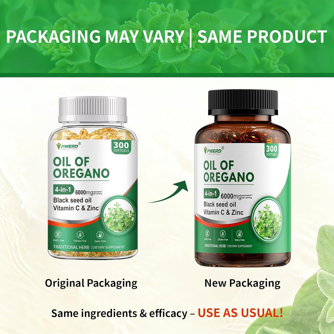 300 Softgels Wild Oregano Oil Capsules Organic Pills of Oregano Softgels Capsules Organic with Black Seed Oil