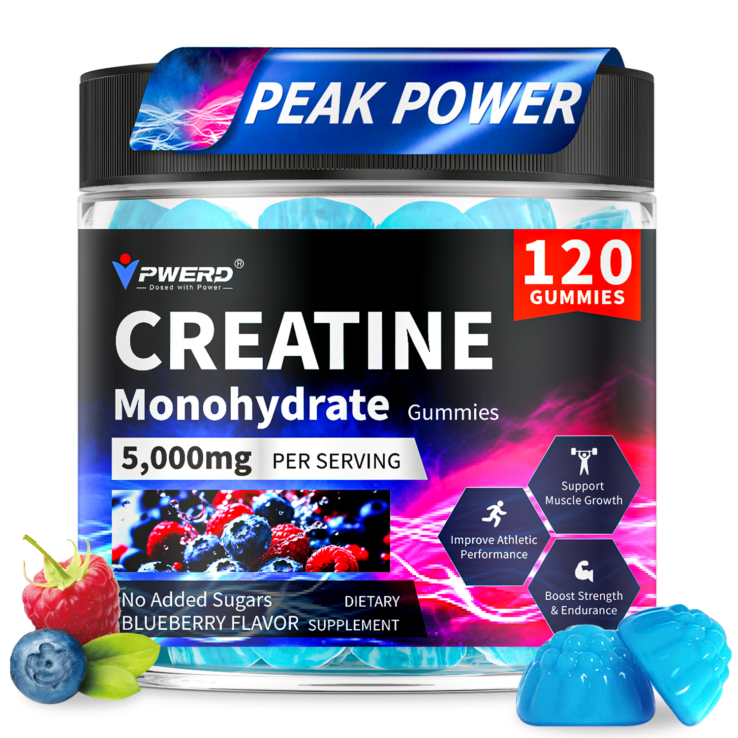 120Count Creatine Monohydrate Gummies 5g for Women Men, Energy Creatine Supplements Gummies for Gym Essentials Women-Strawberry